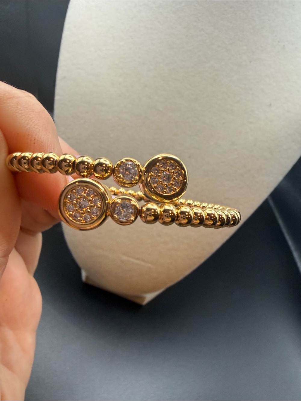 Adina Eden Gold-tone Beaded Crystal  adjustable bangle nwt